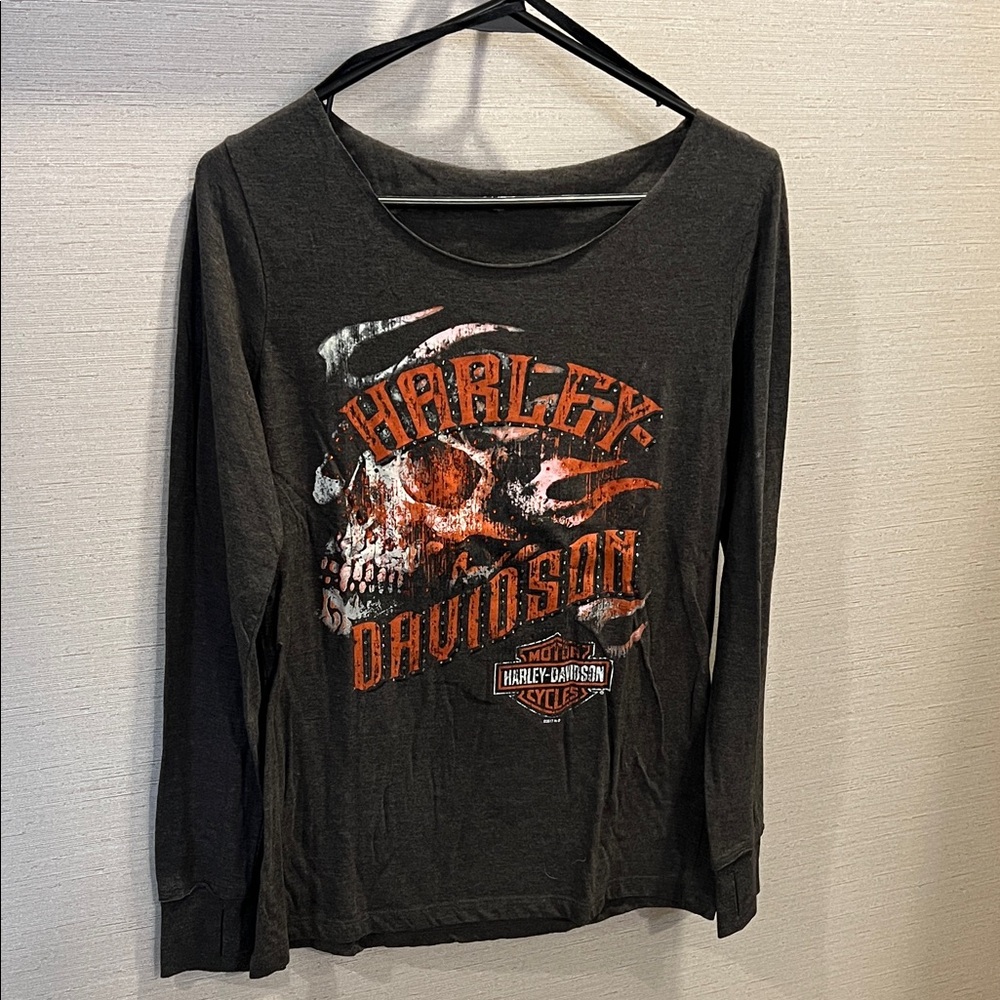 Harley-Davidson Dark Gray Long Sleeve with Orange Graphic